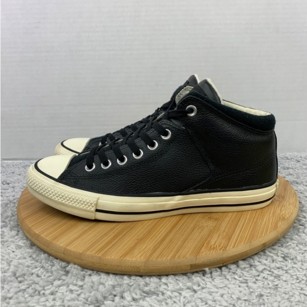 Converse CTAS All Star Street High Black Leather Lifestyle Sneakers Womens 9.5